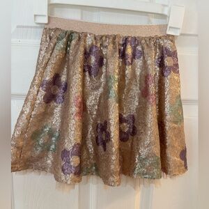 Peek Girls flower sequin skirt under‎ Tool 6/7 Party Holiday